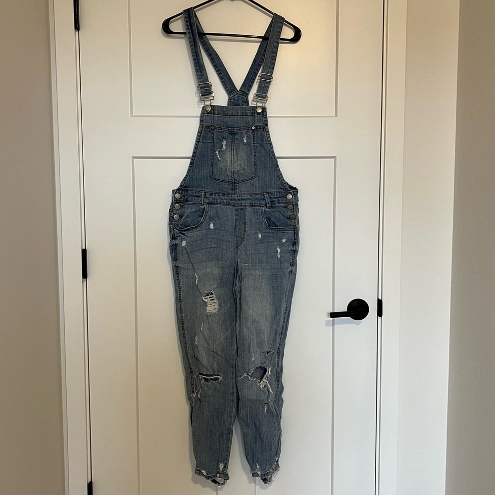 Straight Leg Distressed Overalls